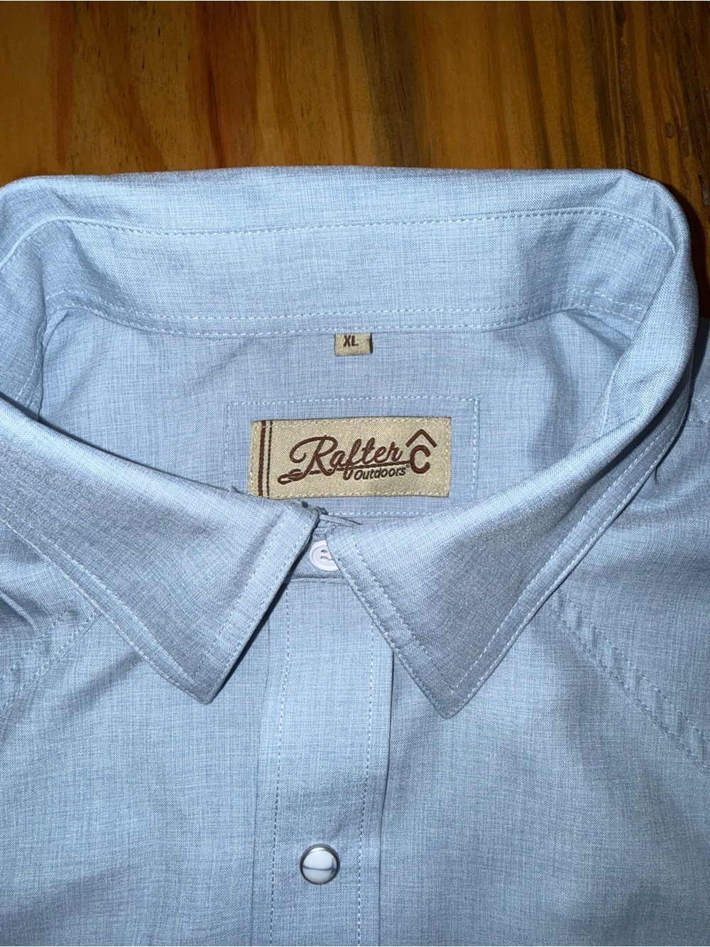 Men's Pearl Snap Western Shirt in Blue Gray Color, Short Sleeve, XL - Picture 4 of 8